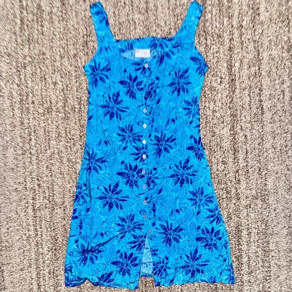 Canda Women's Blue Floral Tank Top Summer Romper Dress Size Medium - Picture 1 of 9